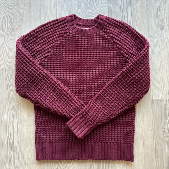 TAYLOR STITCH Fisherman Sweater in Maroon Waffle mens size 36 wool blend knit - Picture 12 of 12